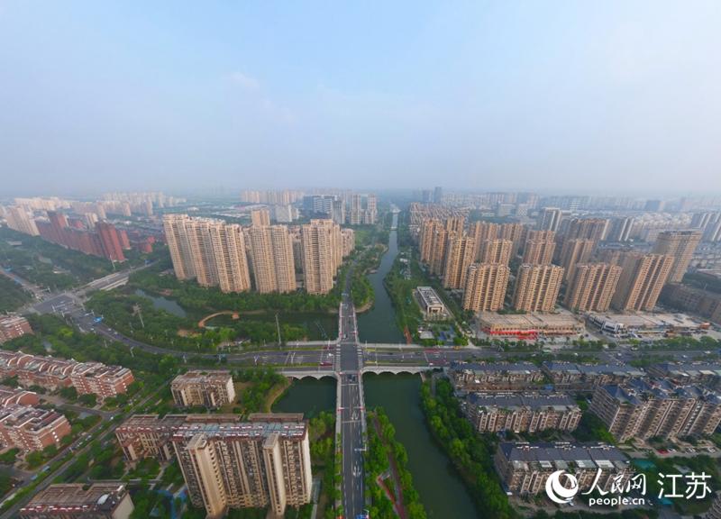 如皋城区十字桥生态绿廊。人民网 记者王继亮摄